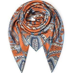 Mulberry Silk Orange 6 Scarf 43 Inch L Square Shawl Womens Oversized Headband